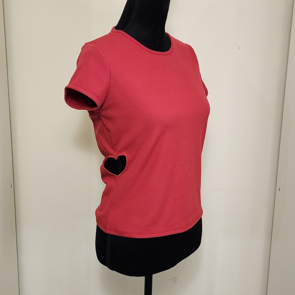 Heart Cutout Red Women's Top